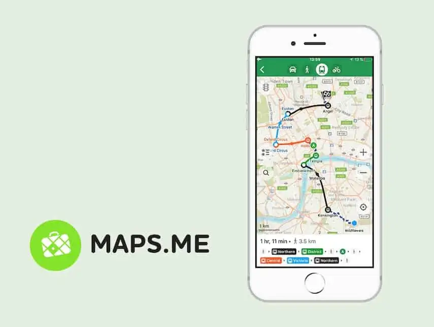 手机上的Maps.me应用程序