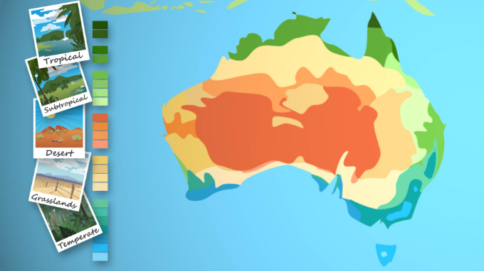 澳大利亚气候区的位置受到山脉和靠近海洋等特征的影响